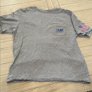 Vineyard Vines Gray Short Sleeve Tee with Flag Detail